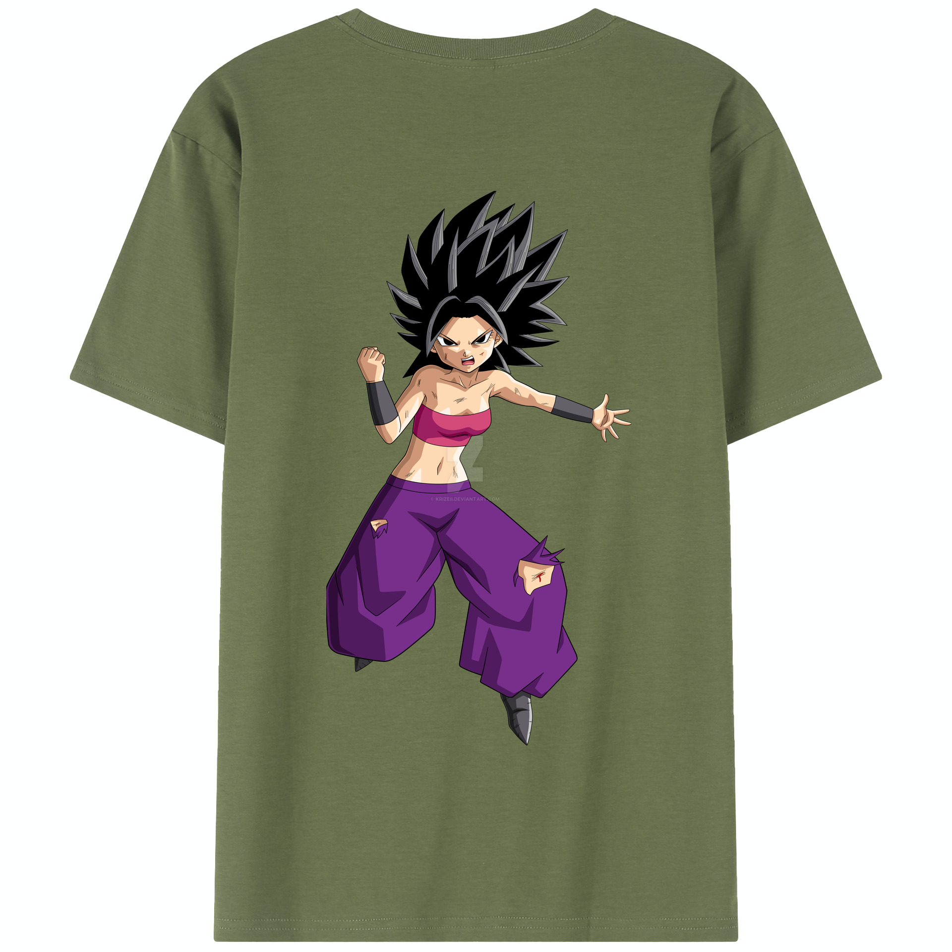 （画像用） ドラゴンボール カリフラ DRAGON BALL Caulifla 綿100％半袖Tシャツ（背面プリント）
